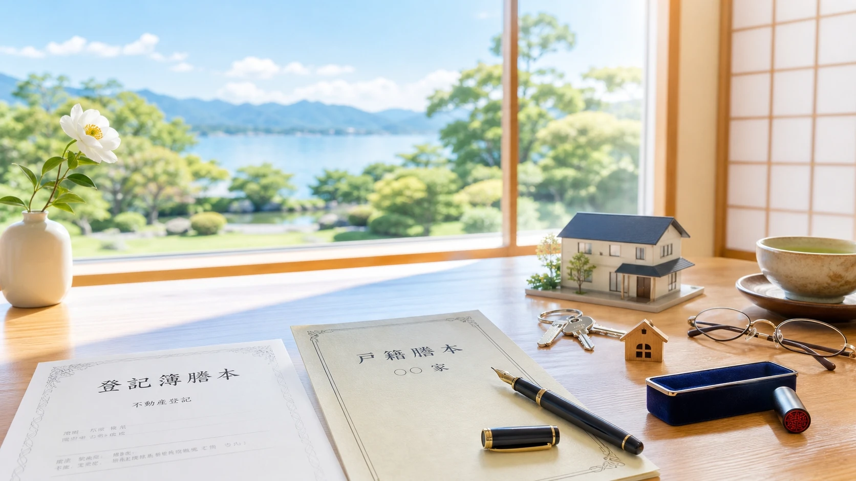 相続登記の手続きイメージ（権利証・印鑑・書類）